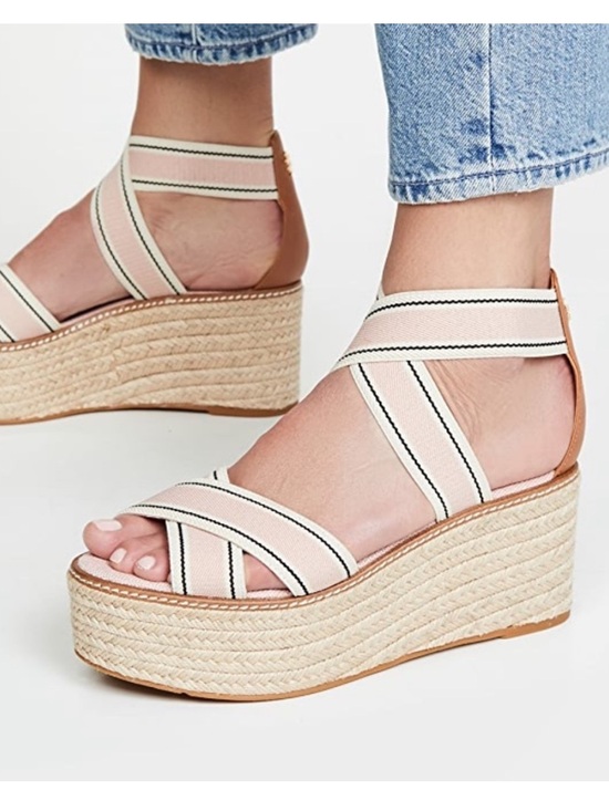 Tory Burch Shoes - Tory Burch Pink Espadrille Wedge Sandals